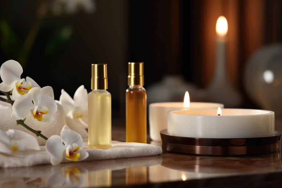 spa candles, massage oils and towels at elysium massage center g9 Islamabad